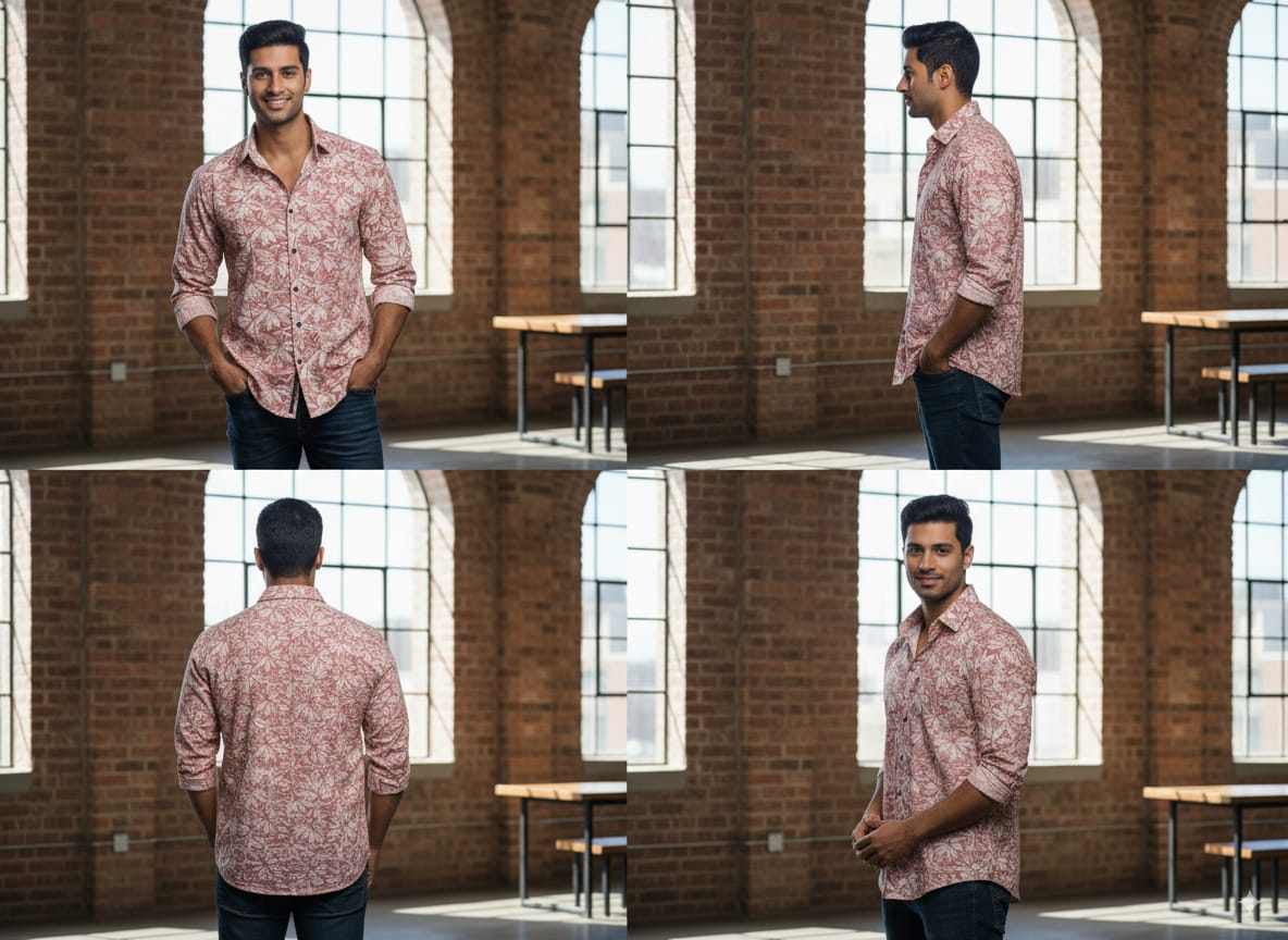 Men’s Casual Slim Fit Printed Cotton Shirt – Stylish Leaf Pattern | Full Sleeve
