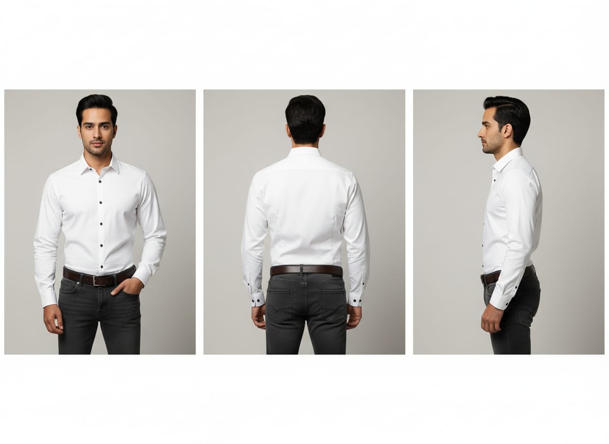 Men’s Classic White Slim Fit Shirt with Black Button Detailing