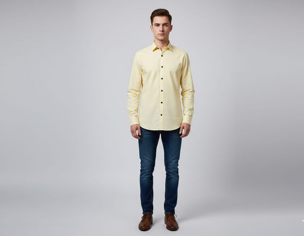 Men’s Yellow Slim Fit Casual Shirt – Full Sleeves, Button Down