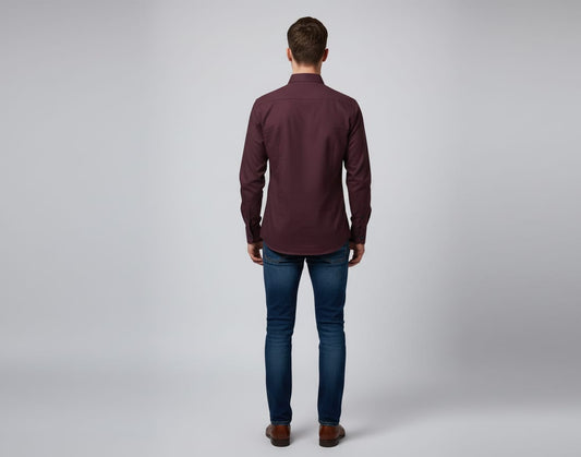 Men’s Solid Maroon Full Sleeve Casual Shirt – Slim Fit