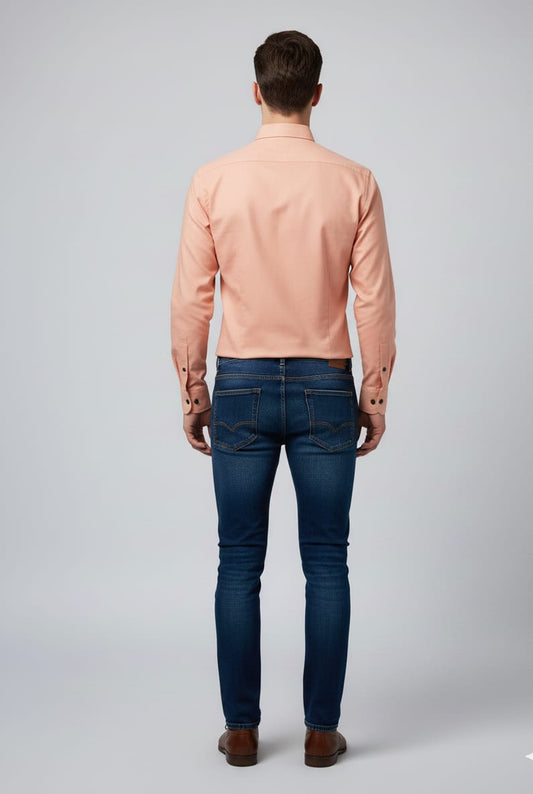 Men’s Stylish Peach Slim Fit Cotton Shirt – Casual & Formal Wear