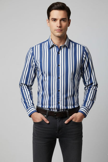 Men's Stylish Stripe Shirt Combo – Pack of 4 (Casual & Formal Wear)