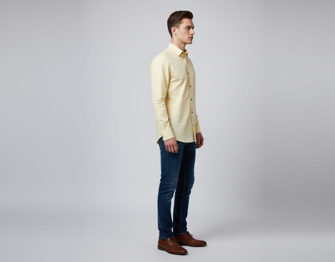Men’s Yellow Slim Fit Casual Shirt – Full Sleeves, Button Down