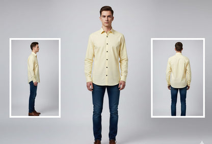 Men’s Yellow Slim Fit Casual Shirt – Full Sleeves, Button Down