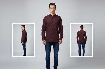 Men’s Solid Maroon Full Sleeve Casual Shirt – Slim Fit