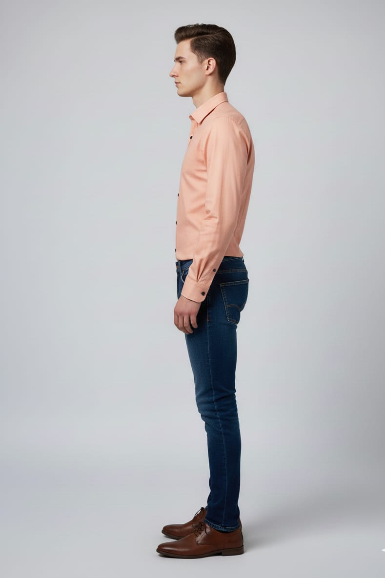 Men’s Stylish Peach Slim Fit Cotton Shirt – Casual & Formal Wear