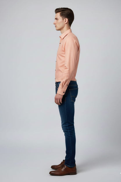 Men’s Stylish Peach Slim Fit Cotton Shirt – Casual & Formal Wear