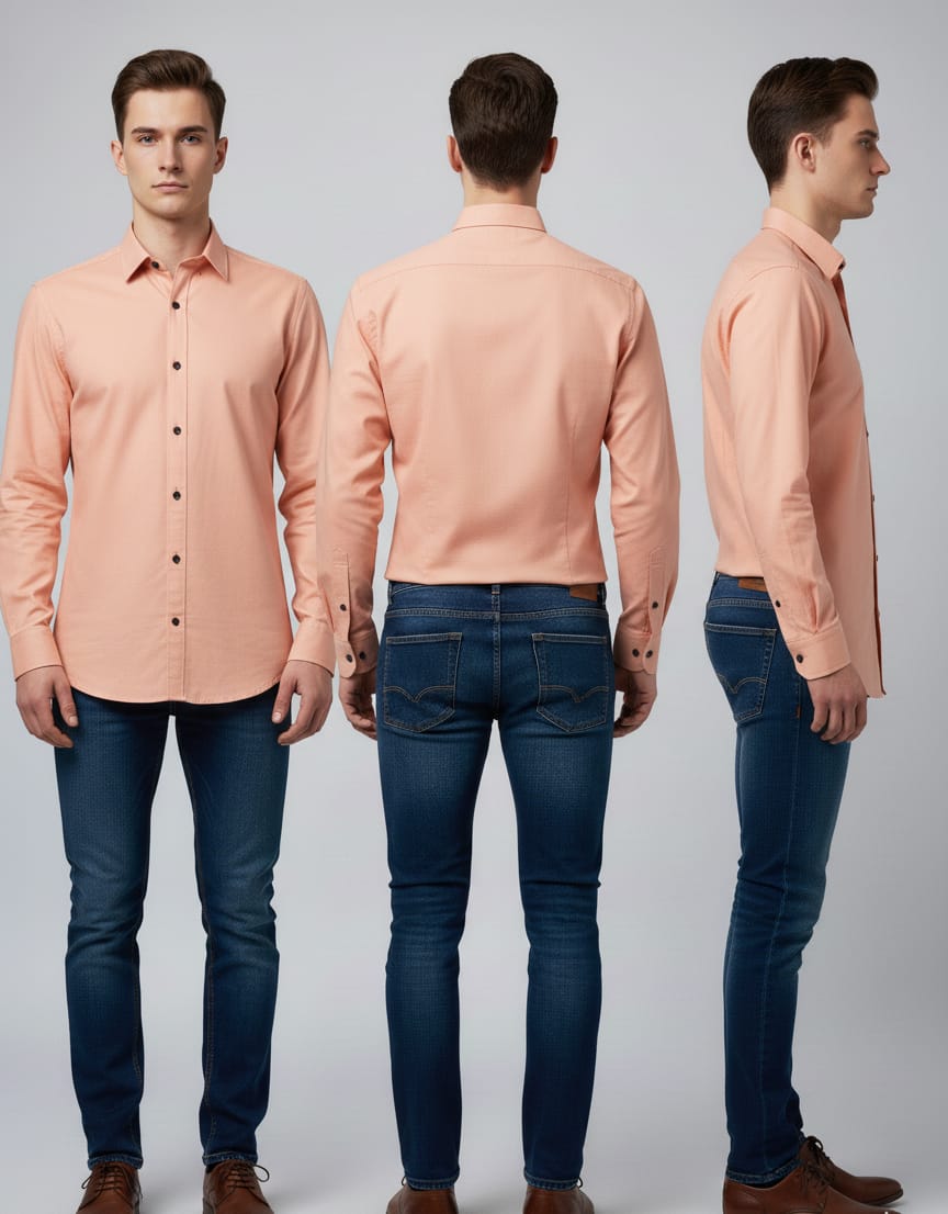 Men’s Stylish Peach Slim Fit Cotton Shirt – Casual & Formal Wear