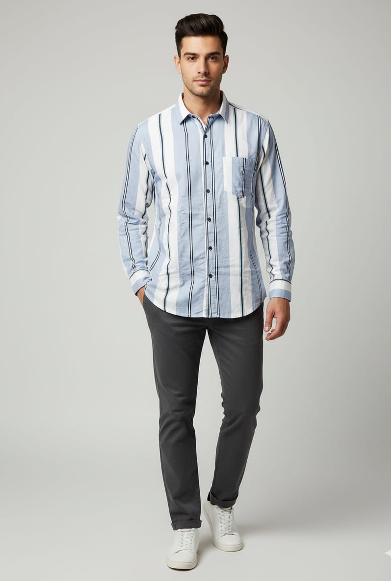 Men's Stylish Stripe Shirt Combo – Pack of 4 (Casual & Formal Wear)